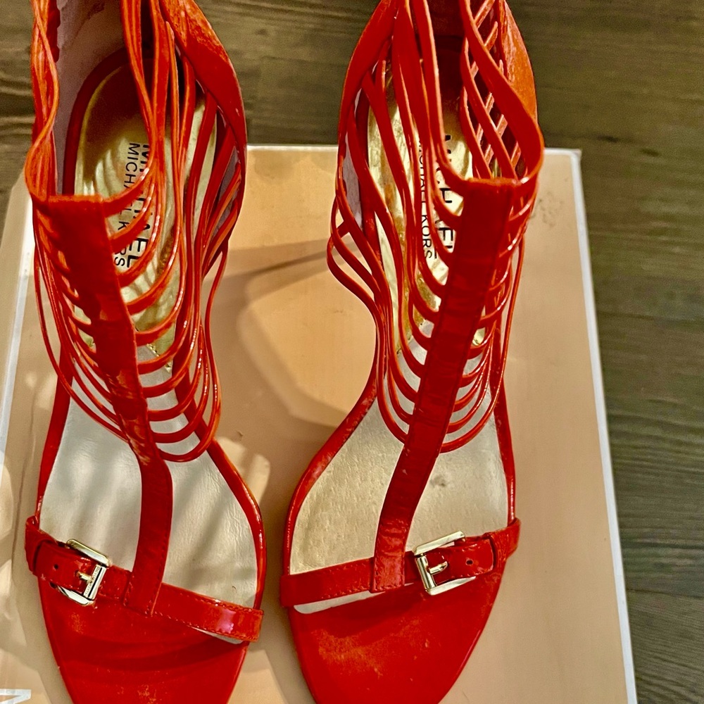 Micheal kors ,orange gladiator sandals, size 91/2